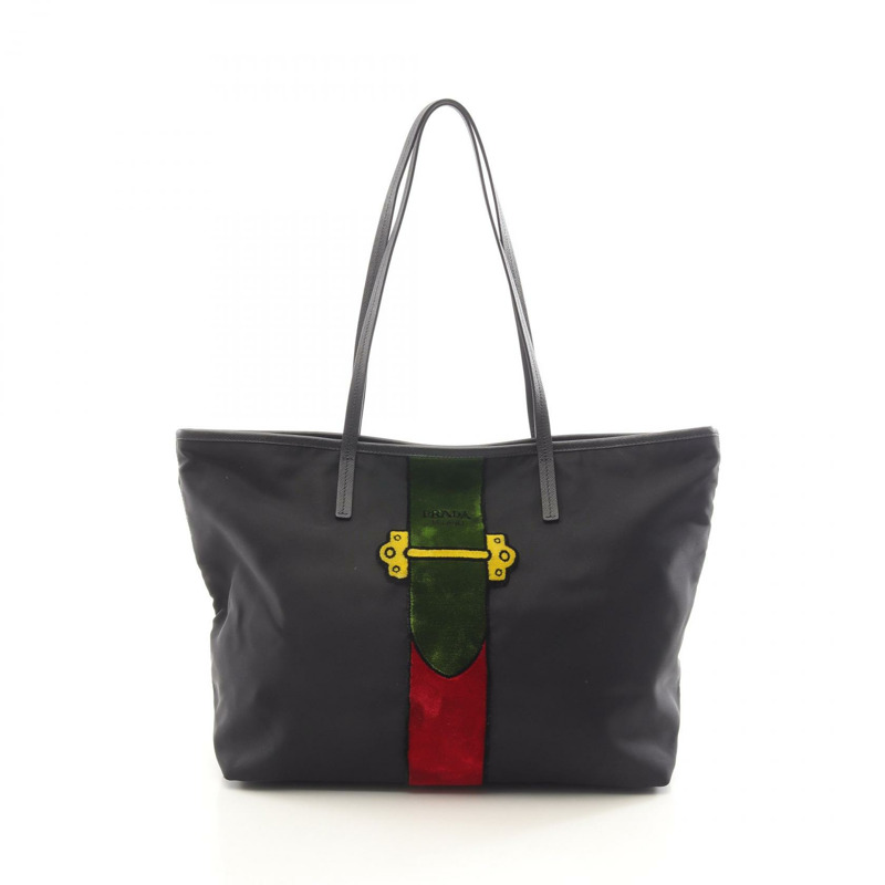 PRADA Cahier Trompe-l'oeil 托特包 單肩包 尼龍 Saffiano 皮革 黑色 二手-0
