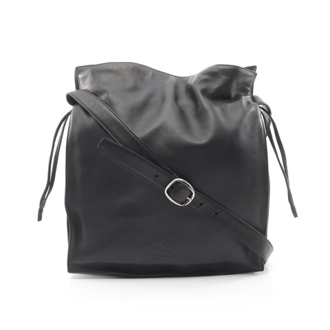 LOEWE Flamenco 單肩包 390.82.008 黑色皮革 二手 女士