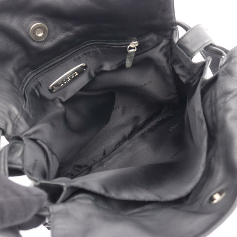 LOEWE Flamenco 單肩包 390.82.008 黑色皮革 二手 女士-2