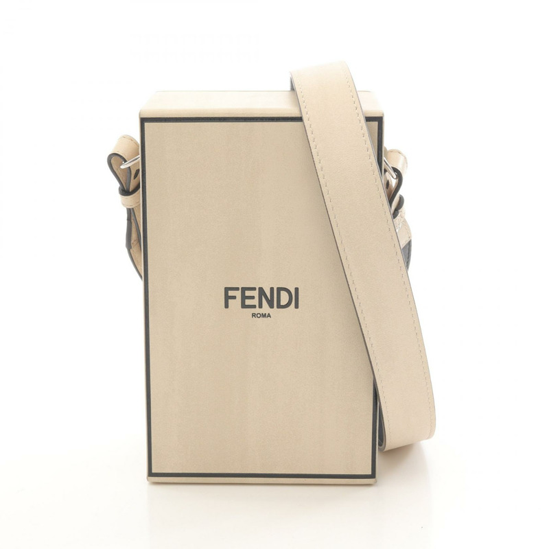 FENDI Box 斜背包單肩包 7VA519 皮革 米色 二手 男女通用-0