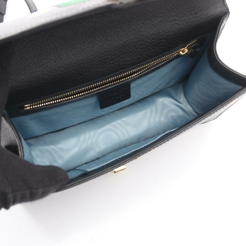 GUCCI Sylvie Shelley Line Bee Star 單肩斜背包 524405 黑色皮革-2