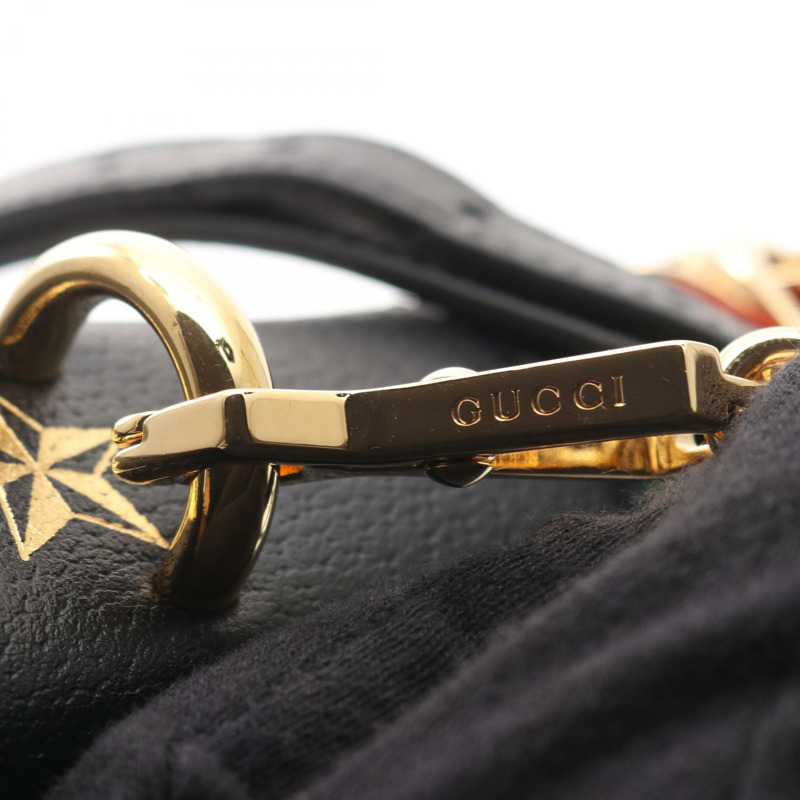 GUCCI Sylvie Shelley Line Bee Star 單肩斜背包 524405 黑色皮革-9