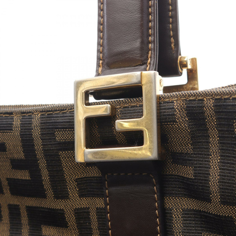 FENDI Zucca 手提包，棕色帆布皮革，二手女款-5