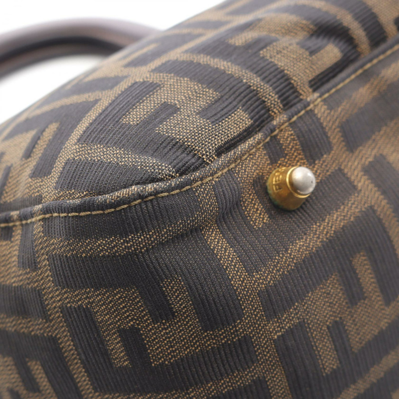 FENDI Zucca 手提包，棕色帆布皮革，二手女款-6