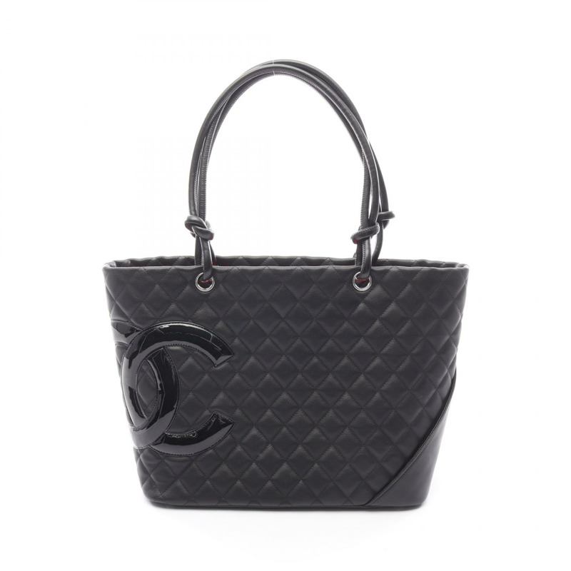 香奈兒 Cambon 系列大單肩托特包，羊皮黑色，二手女款-0