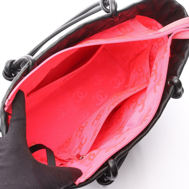 香奈兒 Cambon 系列大單肩托特包，羊皮黑色，二手女款-2