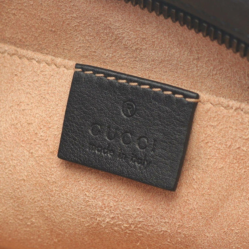 GUCCI GG Marmont 鏈條單肩斜背包 447632 黑色皮革 二手 女士-3