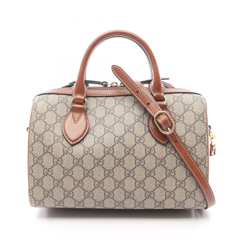 GUCCI GG Supreme 單肩手提包 409529 帆布皮革 米棕色 二手 女士-0