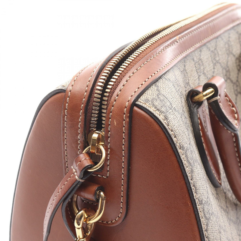 GUCCI GG Supreme 單肩手提包 409529 帆布皮革 米棕色 二手 女士-13