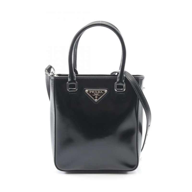 PRADA SPAZZOLATO 肩挎斜背包 黑色真皮 二手 女士-0