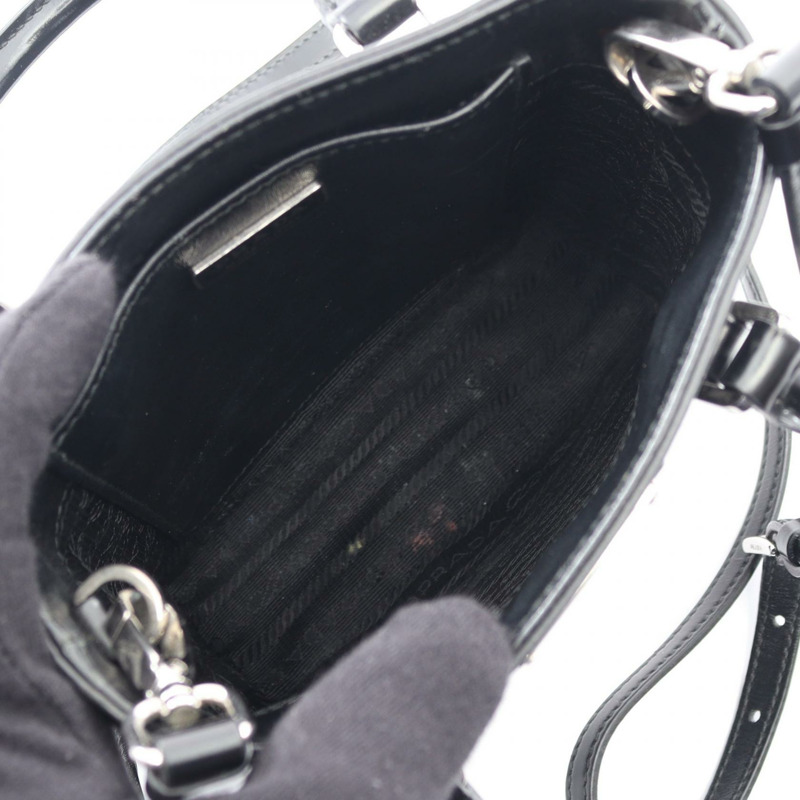 PRADA SPAZZOLATO 肩挎斜背包 黑色真皮 二手 女士-2