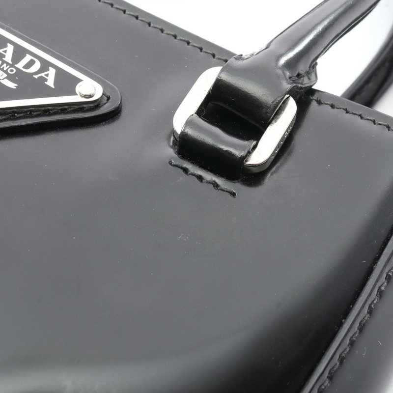 PRADA SPAZZOLATO 肩挎斜背包 黑色真皮 二手 女士-7