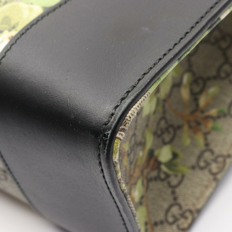 GUCCI GG Blooms 手提包 406387 帆布皮革 米色 綠色 黑色 二手 女士-7