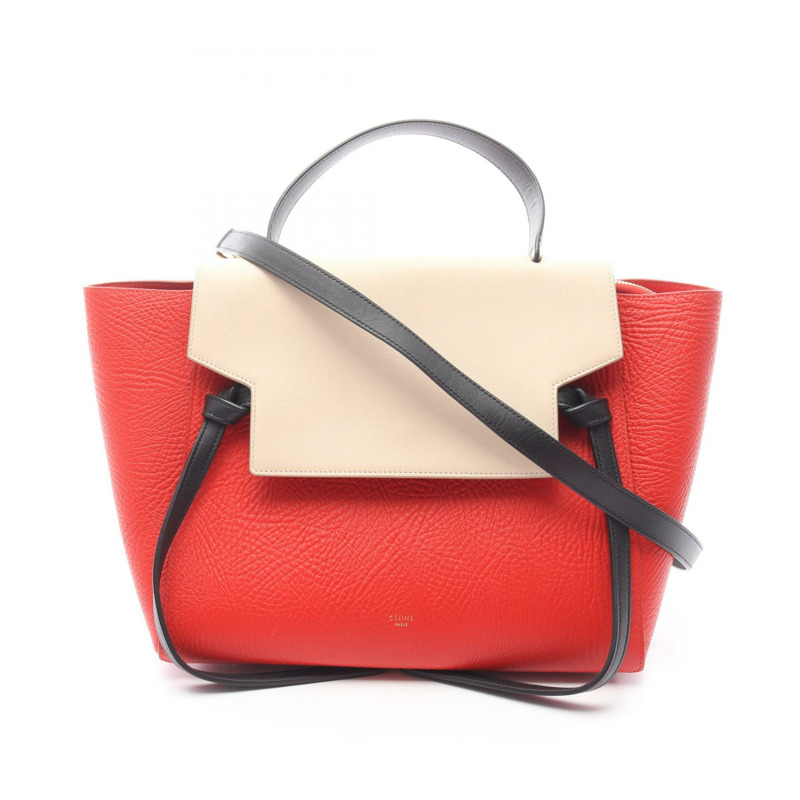 CELINE BELT BAG MINI 單肩手提包 176103 皮革 紅色 米色 黑色 二手 女士-0