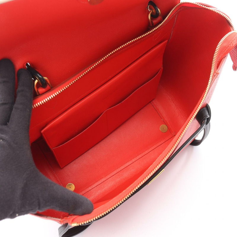 CELINE BELT BAG MINI 單肩手提包 176103 皮革 紅色 米色 黑色 二手 女士-2