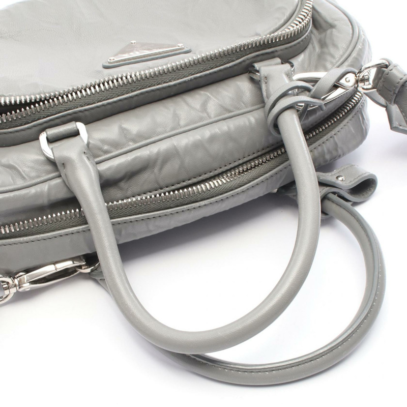 PRADA 灰色二手女用單肩斜背包，皮革材質，女款-4