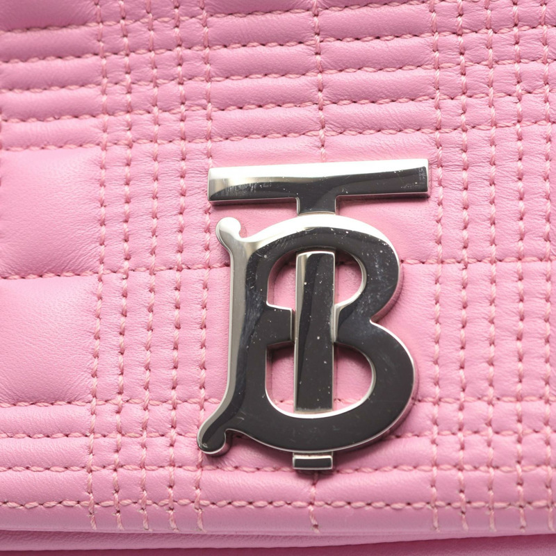 BURBERRY SM LORA 鏈條單肩斜背包 8045991 皮革 粉紅色 二手-5