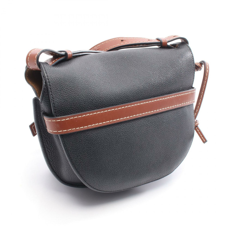 LOEWE GATE 小號肩斜背包，皮革材質，海軍藍棕色，二手女款-1