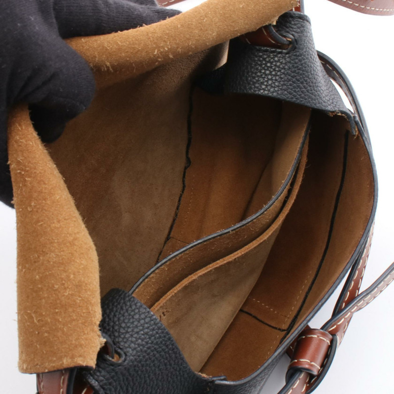 LOEWE GATE 小號肩斜背包，皮革材質，海軍藍棕色，二手女款-2