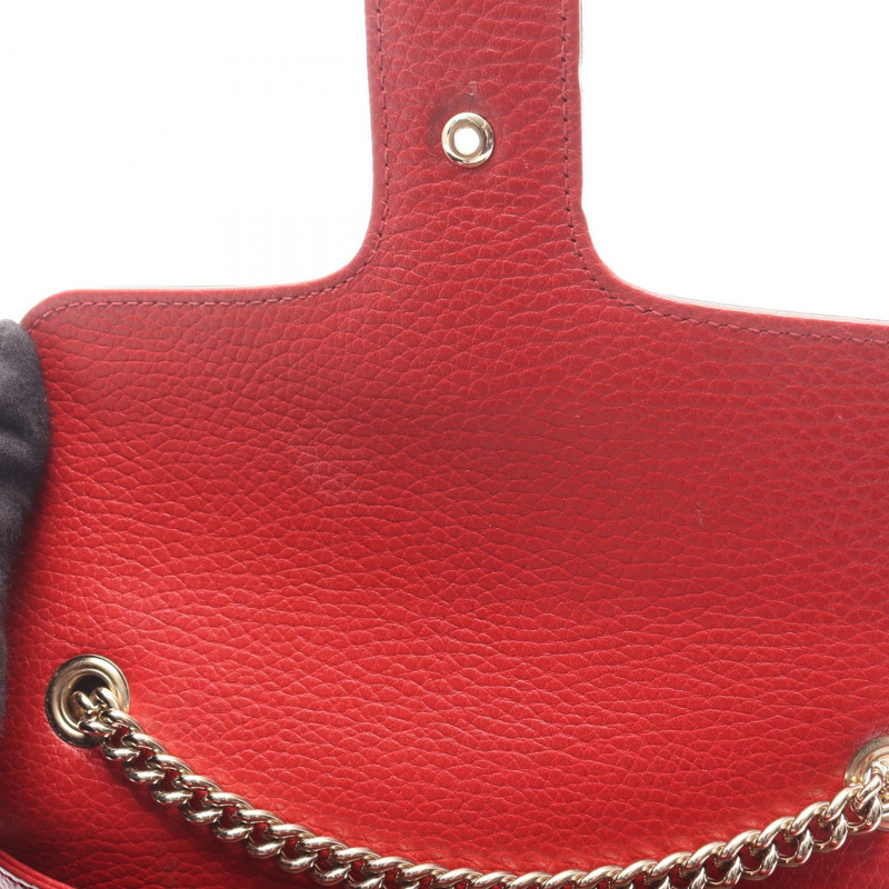 GUCCI 雙G鏈條肩挎包 510304 紅色皮革 二手 女士-4