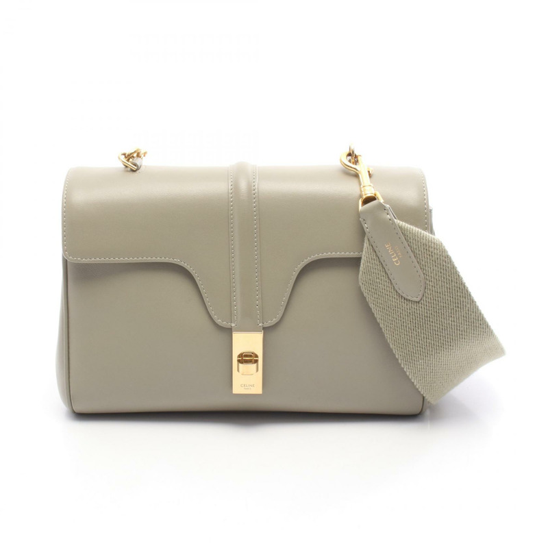 CELINE Teen Soft 16 肩斜背包，皮革材質，綠色，二手女款-0