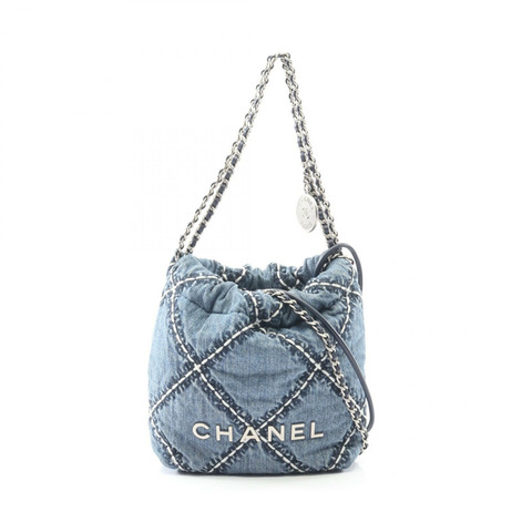 香奈兒 (CHANEL) 22 迷你鏈條單肩斜背包 AS3980 牛仔布皮革 SHW 二手