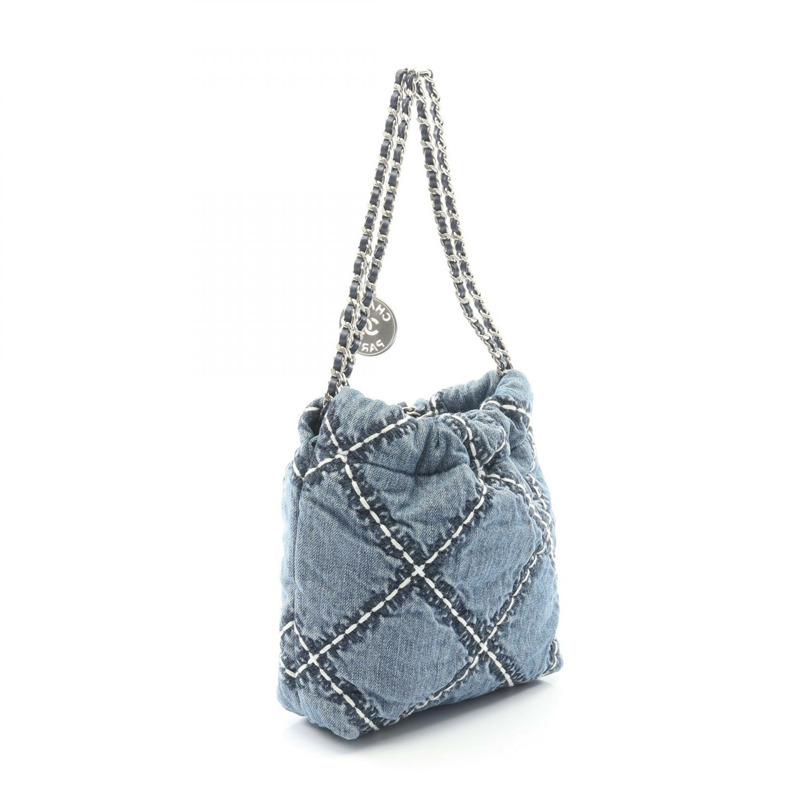 香奈兒 (CHANEL) 22 迷你鏈條單肩斜背包 AS3980 牛仔布皮革 SHW 二手-1
