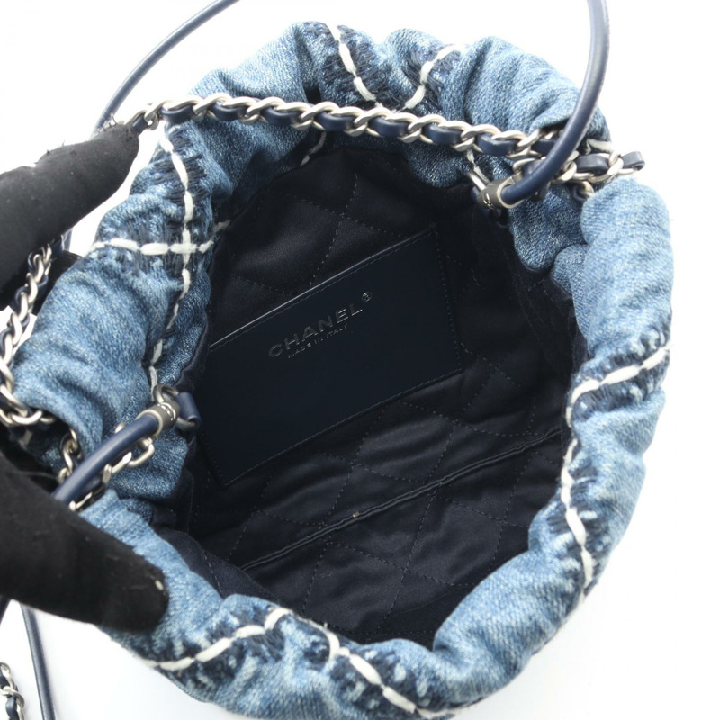 香奈兒 (CHANEL) 22 迷你鏈條單肩斜背包 AS3980 牛仔布皮革 SHW 二手-2