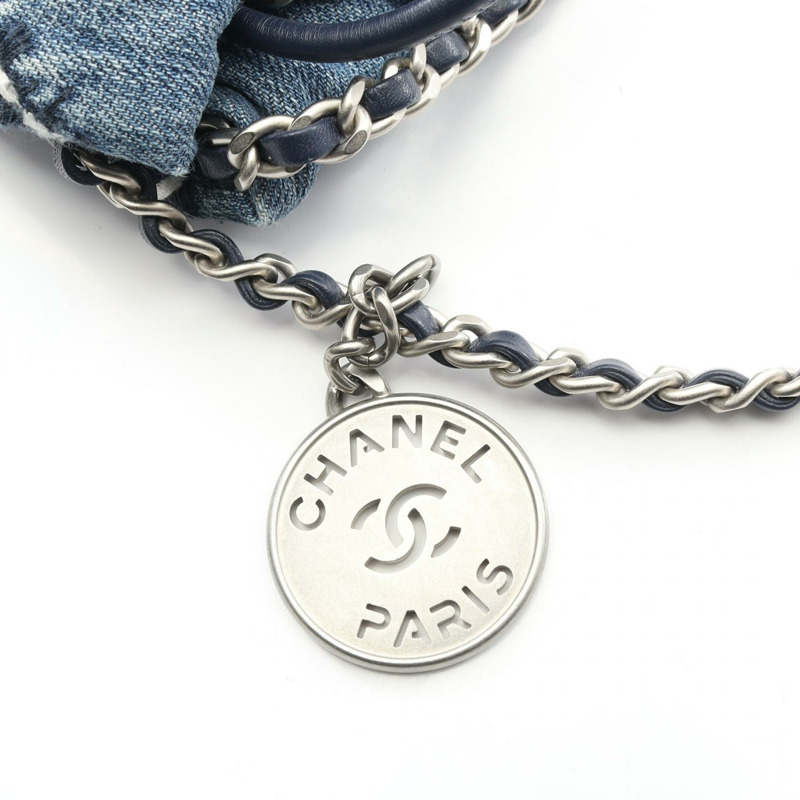 香奈兒 (CHANEL) 22 迷你鏈條單肩斜背包 AS3980 牛仔布皮革 SHW 二手-6