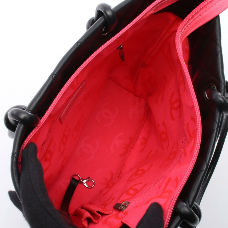 香奈兒 Cambon 系列中型托特包 A25167 皮革 黑白 SHW 二手女士-2