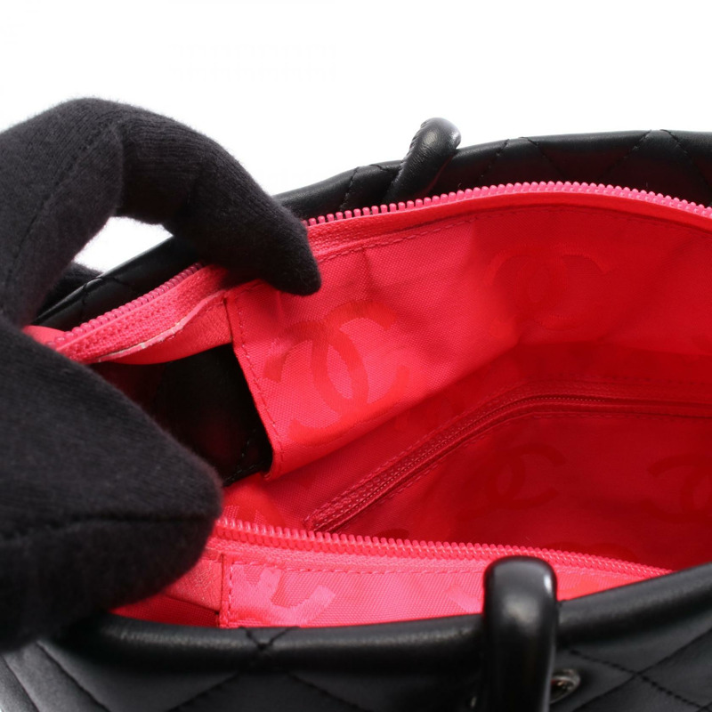 香奈兒 Cambon 系列中型托特包 A25167 皮革 黑白 SHW 二手女士-6