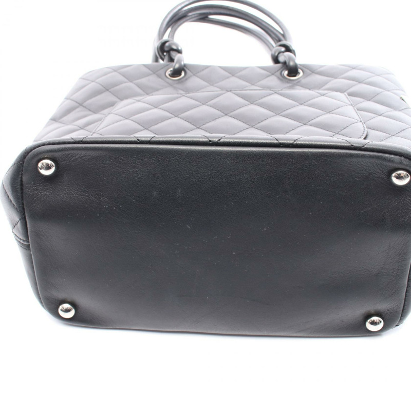 香奈兒 Cambon 系列中型托特包 A25167 皮革 黑白 SHW 二手女士-9