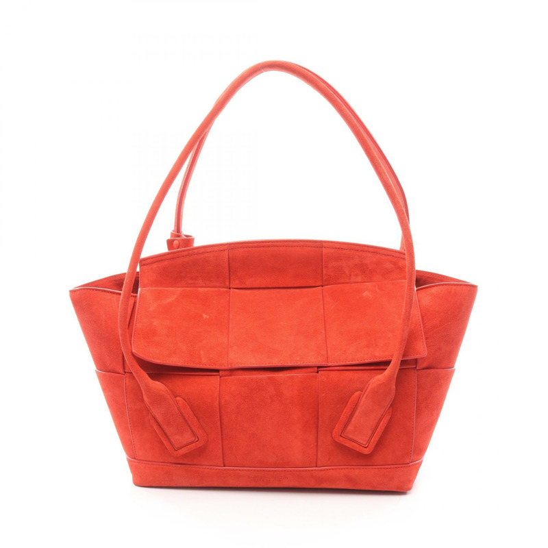 BOTTEGA VENETA Arco 48 Maxi Intrecciato 肩背包，紅色麂皮，二手女款-0