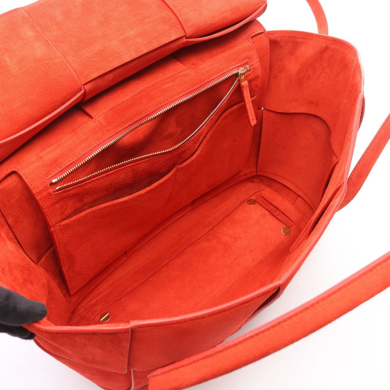 BOTTEGA VENETA Arco 48 Maxi Intrecciato 肩背包，紅色麂皮，二手女款-2