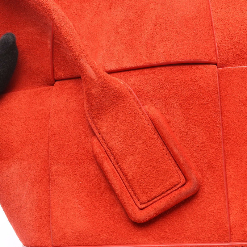 BOTTEGA VENETA Arco 48 Maxi Intrecciato 肩背包，紅色麂皮，二手女款-10