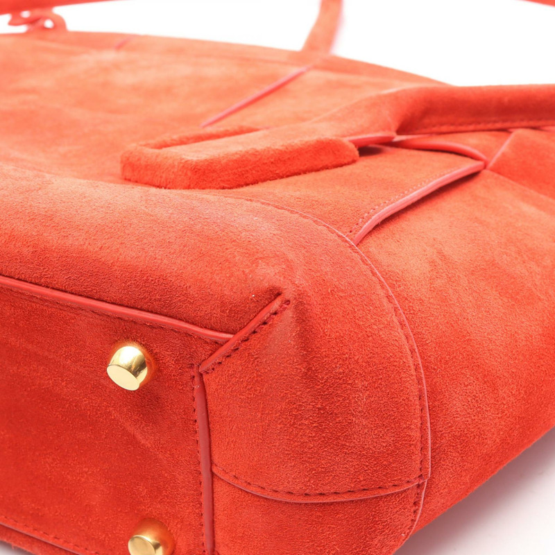 BOTTEGA VENETA Arco 48 Maxi Intrecciato 肩背包，紅色麂皮，二手女款-13