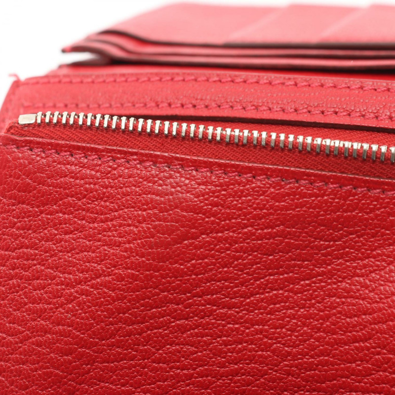 愛馬仕 Bearn Soufflet 雙折皮夾 P 山羊皮 粉紅 紅色 SHW 二手-7