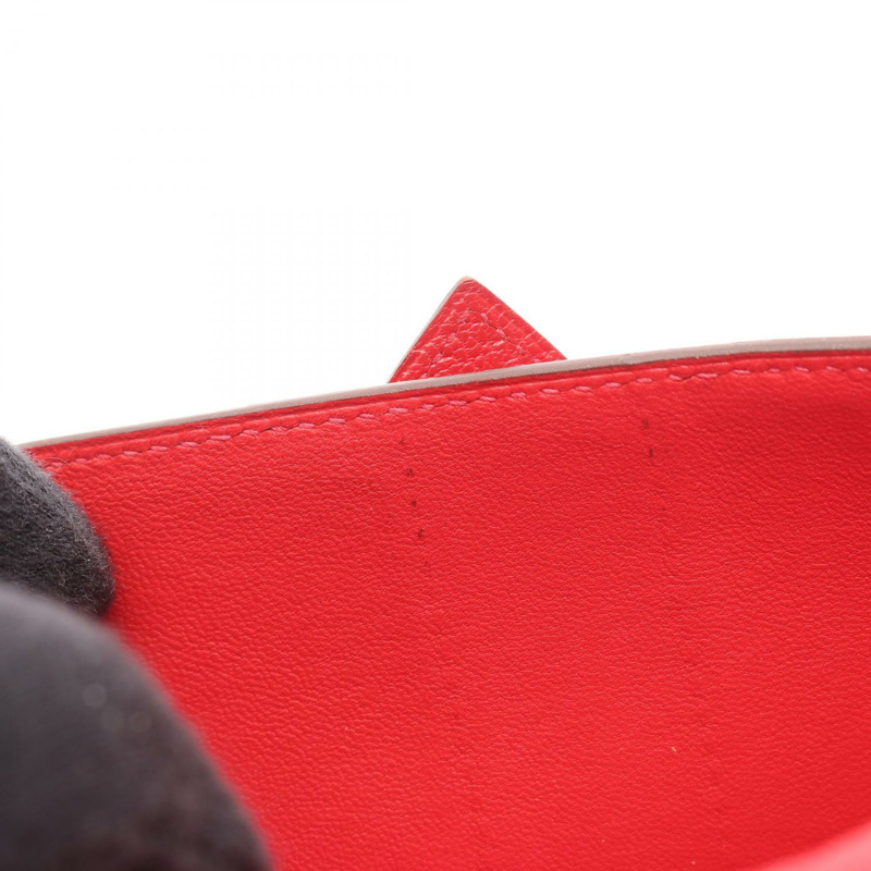 愛馬仕 Bearn Soufflet 雙折皮夾 P 山羊皮 粉紅 紅色 SHW 二手-9