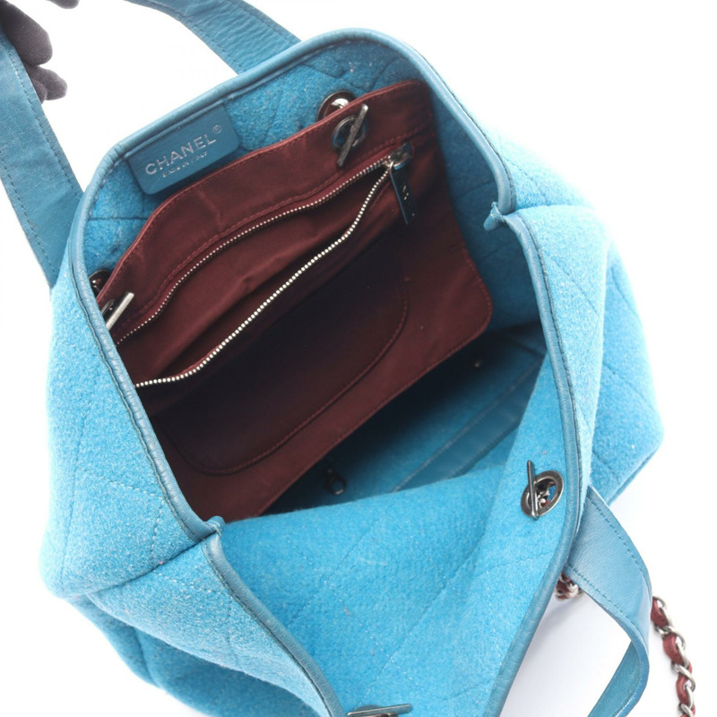 香奈兒 (CHANEL) 絎縫鏈條肩背包 A66709 羊毛皮 藍色 二手 女士 CC-2
