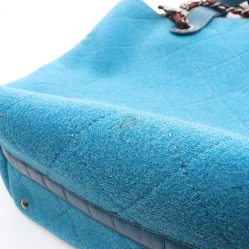 香奈兒 (CHANEL) 絎縫鏈條肩背包 A66709 羊毛皮 藍色 二手 女士 CC-11