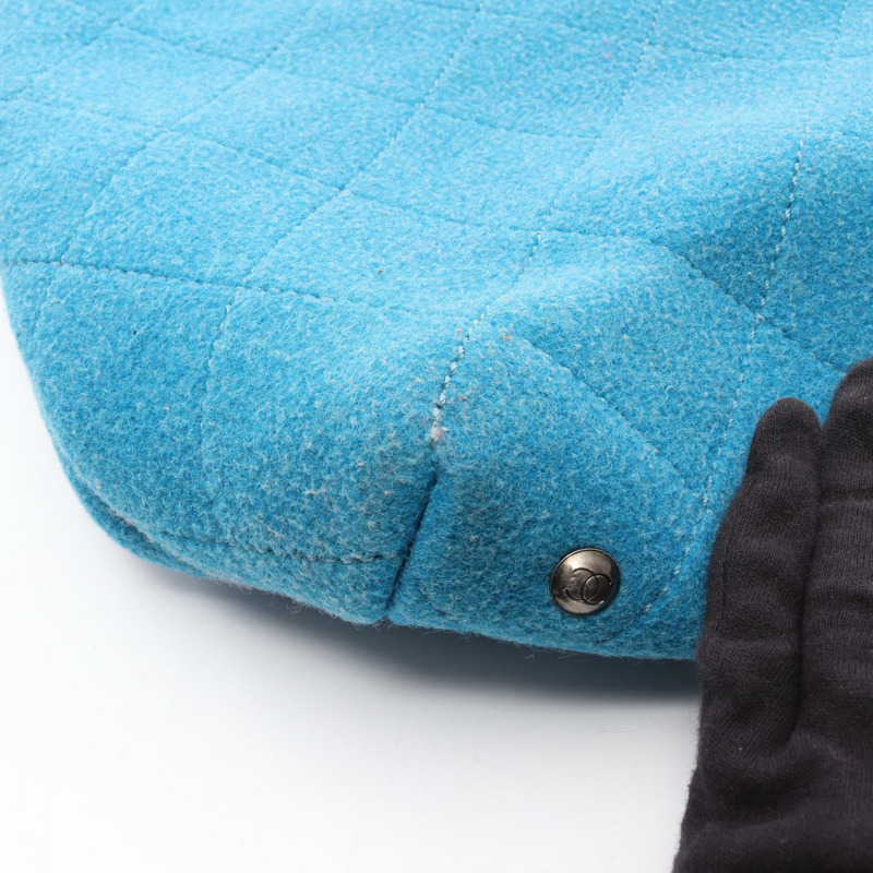 香奈兒 (CHANEL) 絎縫鏈條肩背包 A66709 羊毛皮 藍色 二手 女士 CC-12