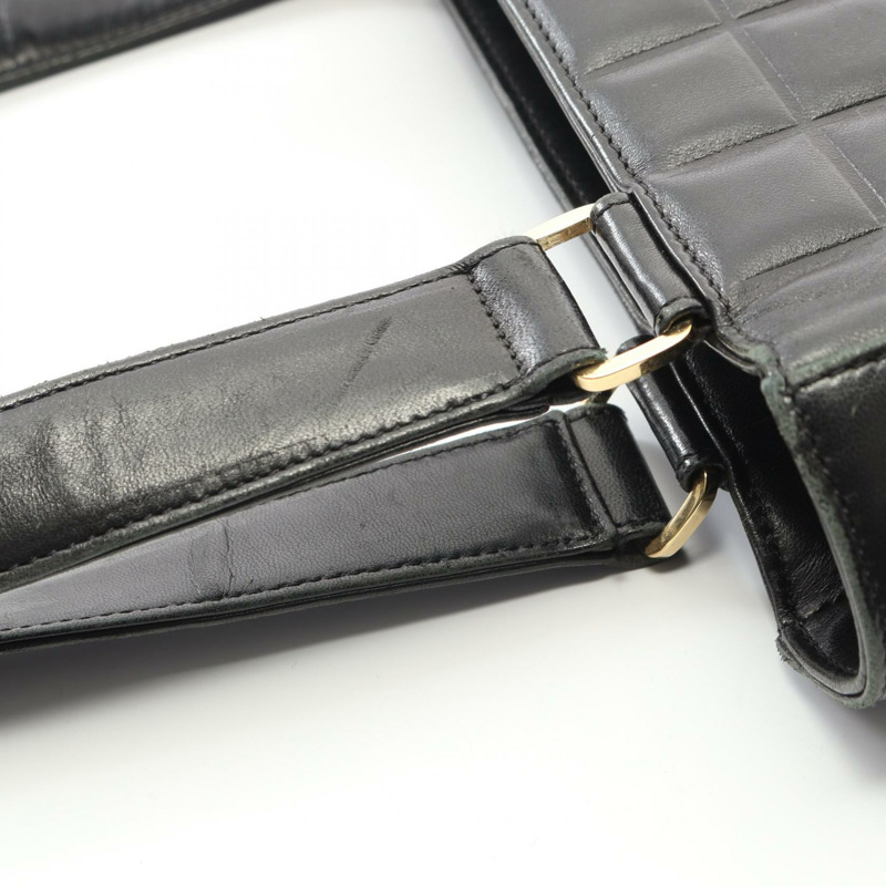 香奈兒巧克力棒手提單肩包 A17809 羊皮黑色金色五金二手女款-7