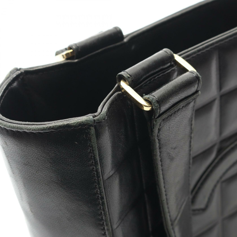 香奈兒巧克力棒手提單肩包 A17809 羊皮黑色金色五金二手女款-9