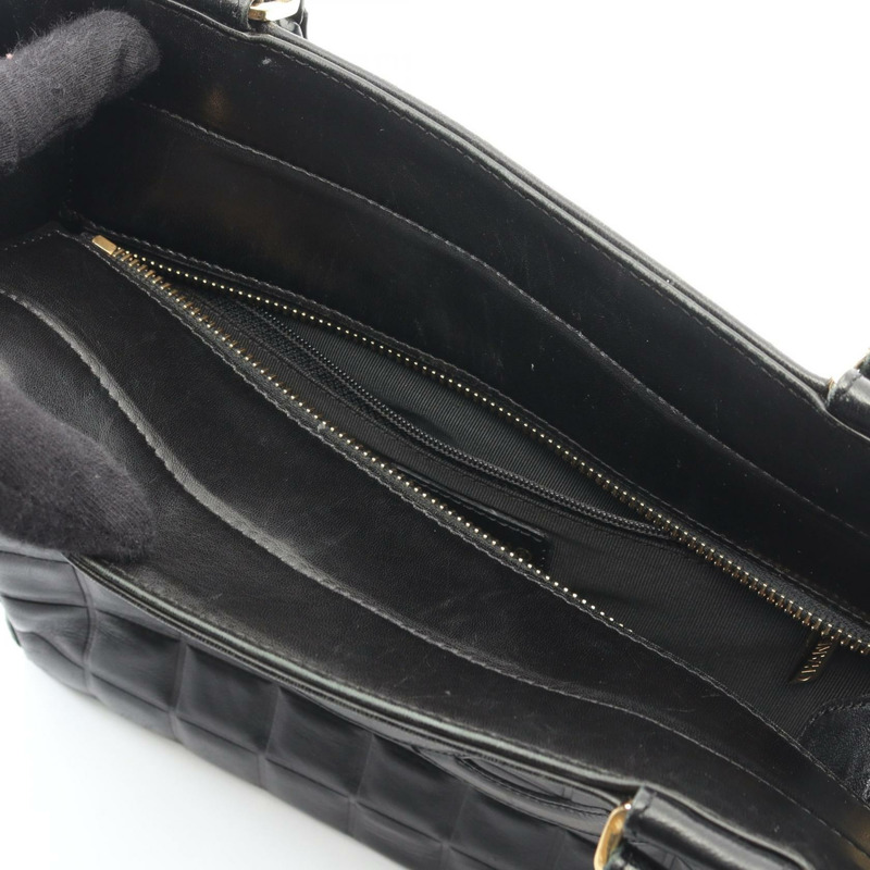 香奈兒巧克力棒手提單肩包 A17809 羊皮黑色金色五金二手女款-10