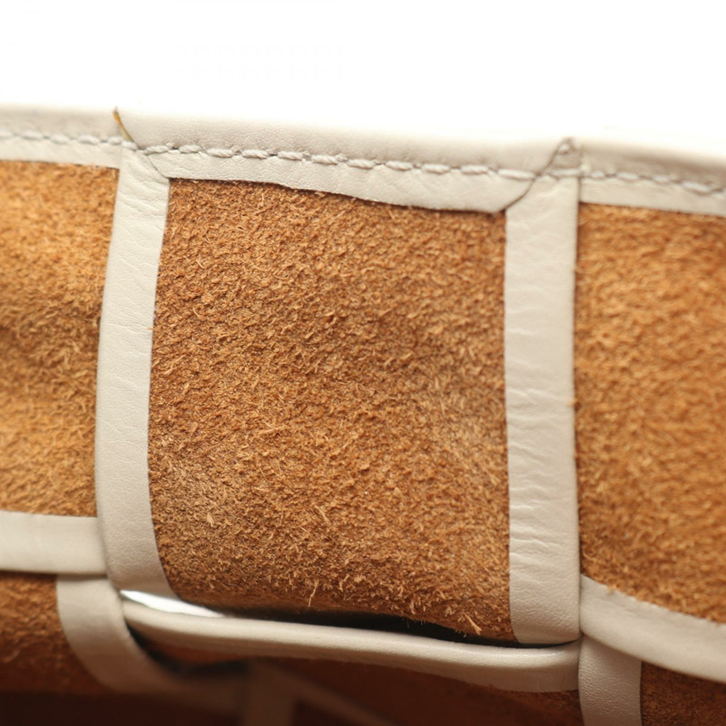 BOTTEGA VENETA 彈性卡式包 Maxi Intrecciato 腰包 皮革 米色 二手-4