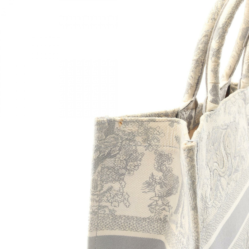 Dior BOOK TOTE 大手提包 帆布 灰色 白色 二手 女士 logo-6
