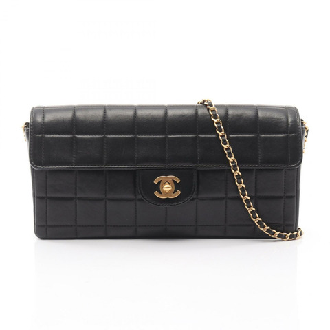 香奈兒巧克力棒鏈條單肩手提包，羊皮材質，黑色，金色五金，二手，女士CC