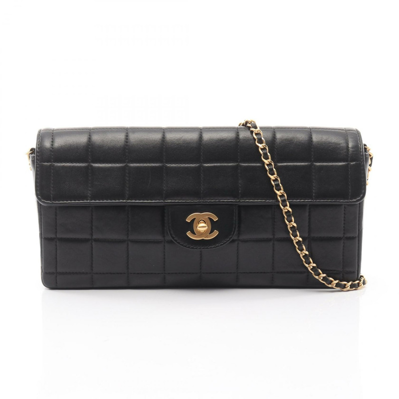 香奈兒巧克力棒鏈條單肩手提包，羊皮材質，黑色，金色五金，二手，女士CC-0
