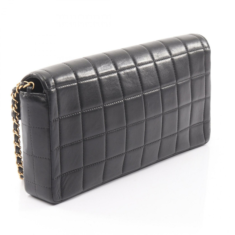 香奈兒巧克力棒鏈條單肩手提包，羊皮材質，黑色，金色五金，二手，女士CC-1