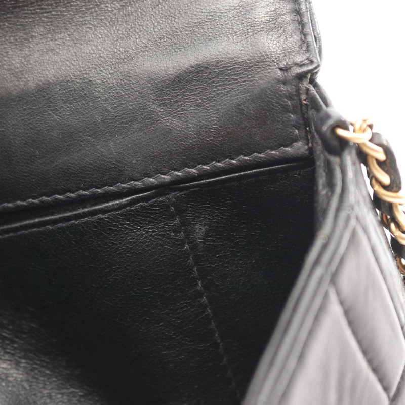 香奈兒巧克力棒鏈條單肩手提包，羊皮材質，黑色，金色五金，二手，女士CC-5